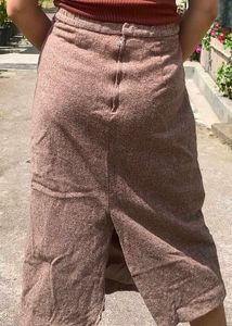 Nude Tweed Midi Skirt