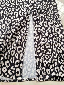 Animal Print Slit Midi Skirt