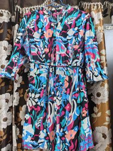 Vibrant Abstract Print Midi Dress Vintage style