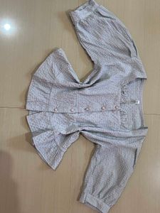 Light Blue Textured Kurta Set