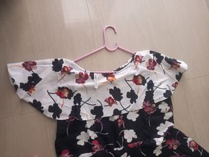 One Piece Black White Flower Print