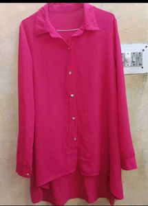 See Through High-Low Pink Shirt