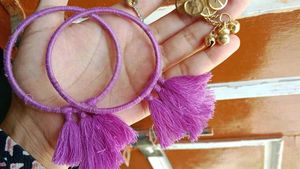 Purple Thread Bangles with Tassels