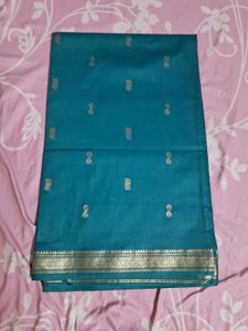 Teal &amp; Gold Soft Silk Cotton Saree