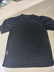 Sheer Black Polka Dot Top