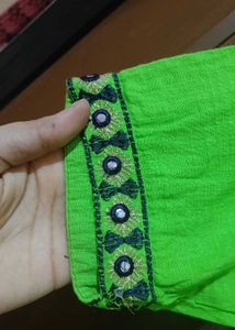 Bright Green Kurta with Mirror Work
