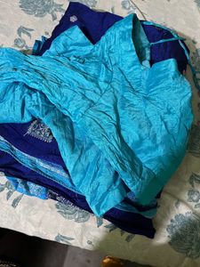 Blue Silk Saree with Brocade Blouse