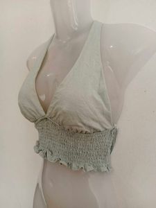 Smocked Halter Neck Crop Top