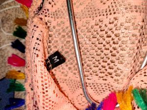 Peach Crochet Shrug | Boho Style | Tassel Design