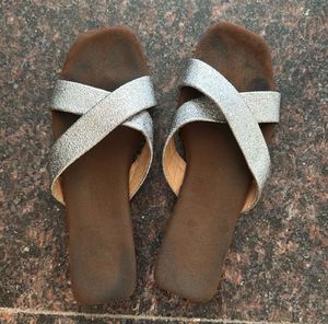 Sparkling Silver Crossover Sandals