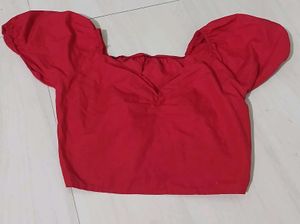 Chic Red Puff Sleeve Top