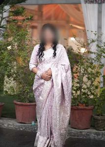 Elegant Lavender Silk Saree with stiched blouse