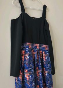 Stylish Black &amp; Printed Midi Dress