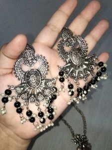 Radha Krishna oxidised Pendant Necklace