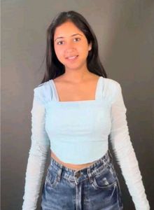 Light Blue corset Ruched Crop Top