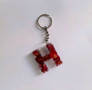 Resin Initial Keychains with Pressed Flowers
