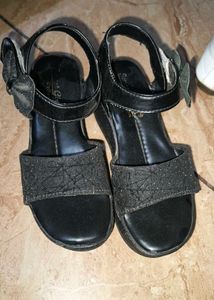 Sparkly Kids Black Wedge Sandals