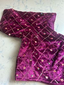 Designer Peach  Sequin Saree without Blouse
