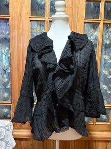 Elegant Black Ruffled Blouse