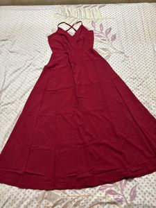 mahroon dress with slit
