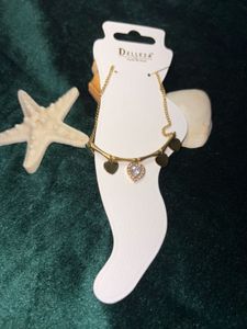 Anti tarnish trending bamboo Anklet with Heart Cha