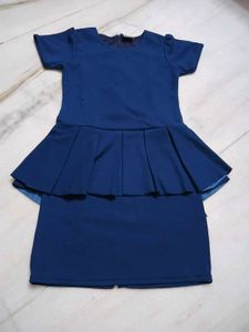 Elegant Navy Blue Peplum Dress