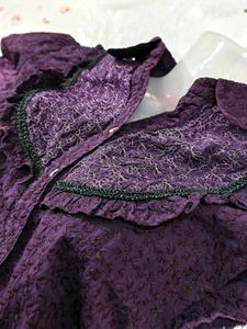 Elegant Purple Short Sleeve Blouse