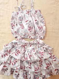 Floral Ruffle Skirt &amp; Crop Top Set