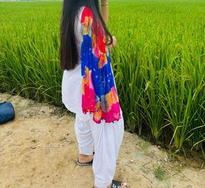 Vibrant Cotton silk kurta patiyala suit