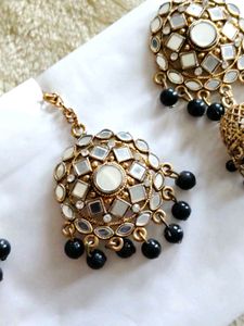 Mirror Jhumki &amp; Maang Tikka set