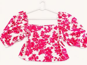 Pink Floral Puff-Sleeve Top
