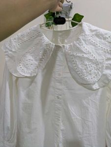 White Broderie Anglaise Collar Top