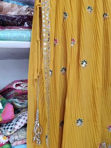 Mustard Yellow Embroidered suit with palazzo