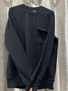 Black Crew Neck Sweatshirt with Pocket