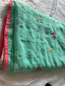 Embroidered Green Saree🥰