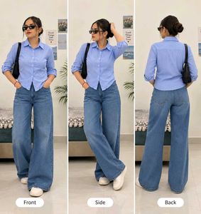 Chic Blue Striped Button-Up Shirt