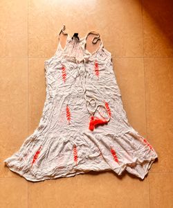 Boho White Embroidered Tassel Dress