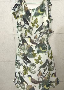 Charming Bird &amp; Butterfly Print Dress