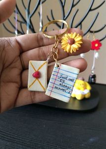 Handmade Letter &amp; Sunflower Keychain