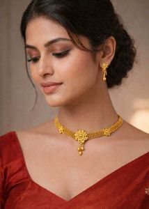 Elegant Gold &amp; Black Bead Necklace Set