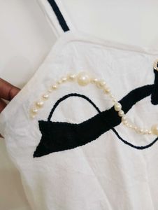 White Cami Top with Bow Detail