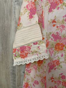 Floral Print Kurta with Lace Trim co ord set