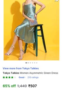Toyo Takies Women Asymmetric Green Dress