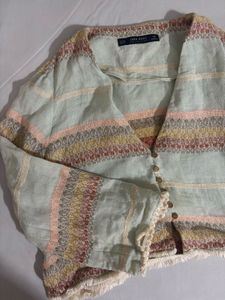 ZARA Boho Chic Striped Long Sleeve Top