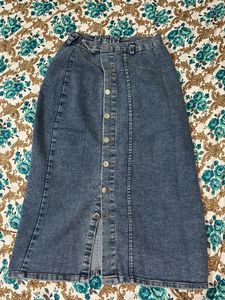Classic Denim Midi Skirt