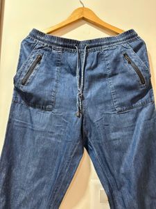 FOREVER21 Blue Denim Jogger Pants