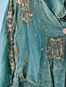 Embroidered Teal Kurta Set