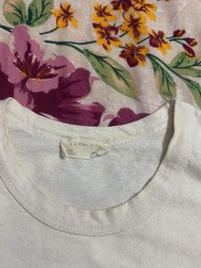 Zara White Graphic Tee "Spoiler! Natural Is Cool"