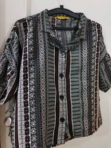 Bohemian Print Button-Up Shirt