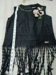 Black Lace Fringe Top